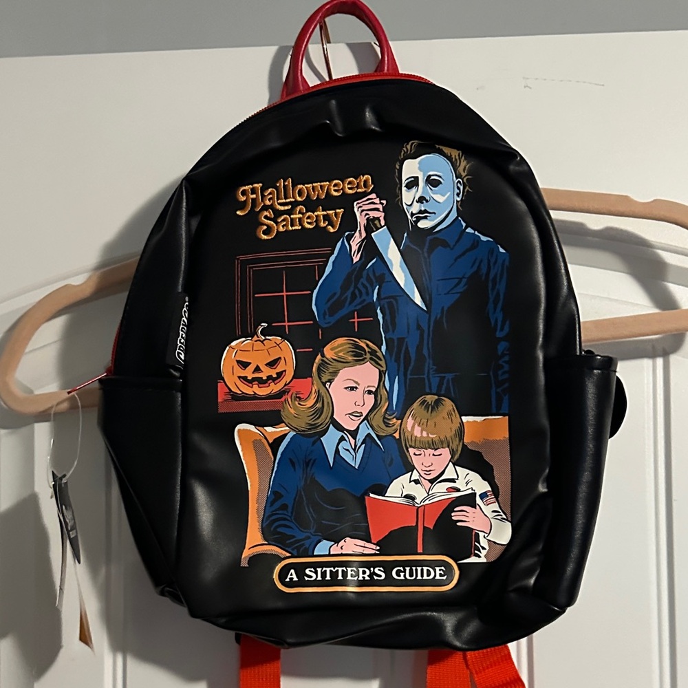 Loungefly Black and Red "Halloween Safety" Creepyco Backpack
